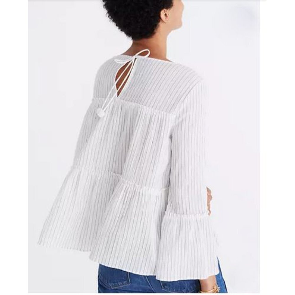 Madewell 100% Cotton Striped Top Blouse w Tassel
